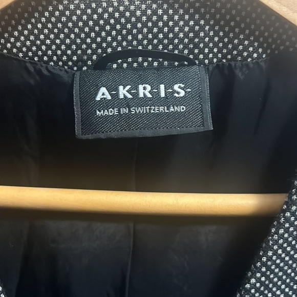 AKRIS Gray Wool Houndstooth Trench Coat Blazer 14/46 - Picture 5 of 12